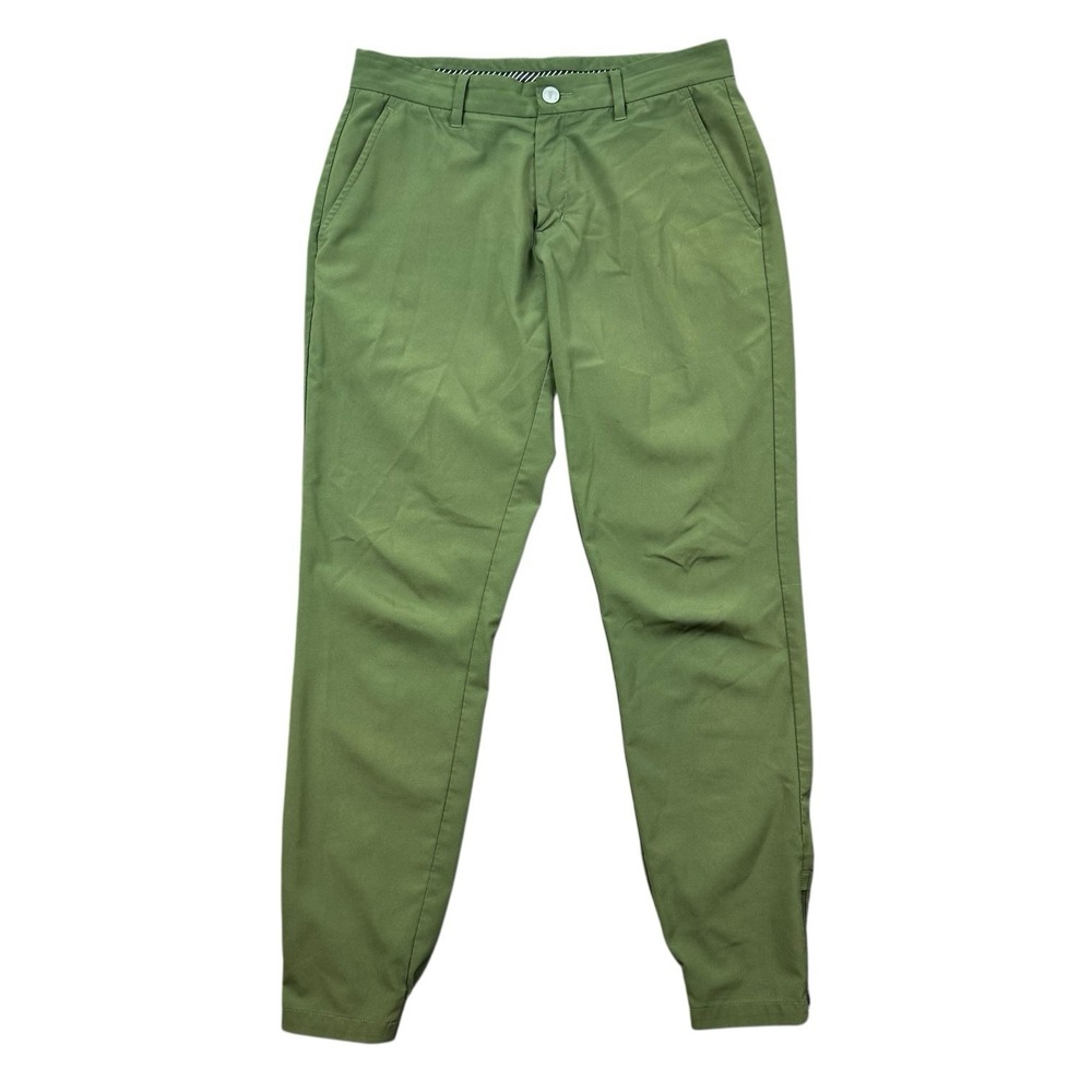 Primo Pants Men's 31 Green Tapered‎ Cuffed Tech Stretch Ankle Zip Golf Jogger